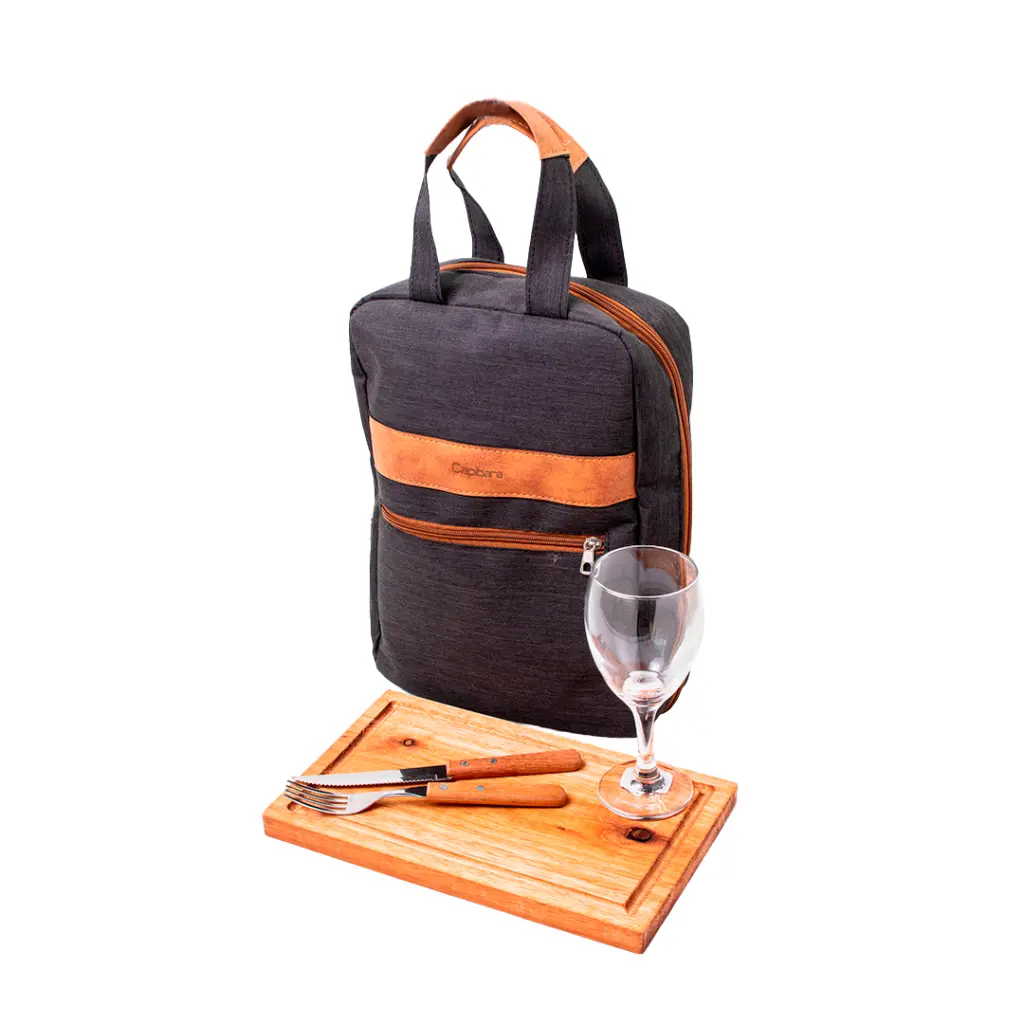 Estuche De Asado X1 Con Cierre De Cordura Con Copa de Vino