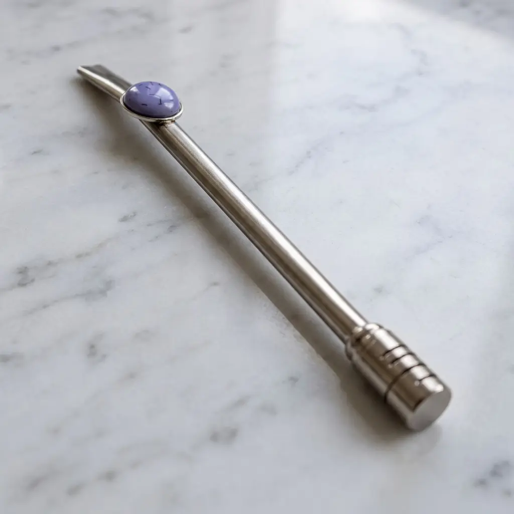 Bombilla De Gema Bronce Con Baño De Plata X 12 Unid Dcto 10%