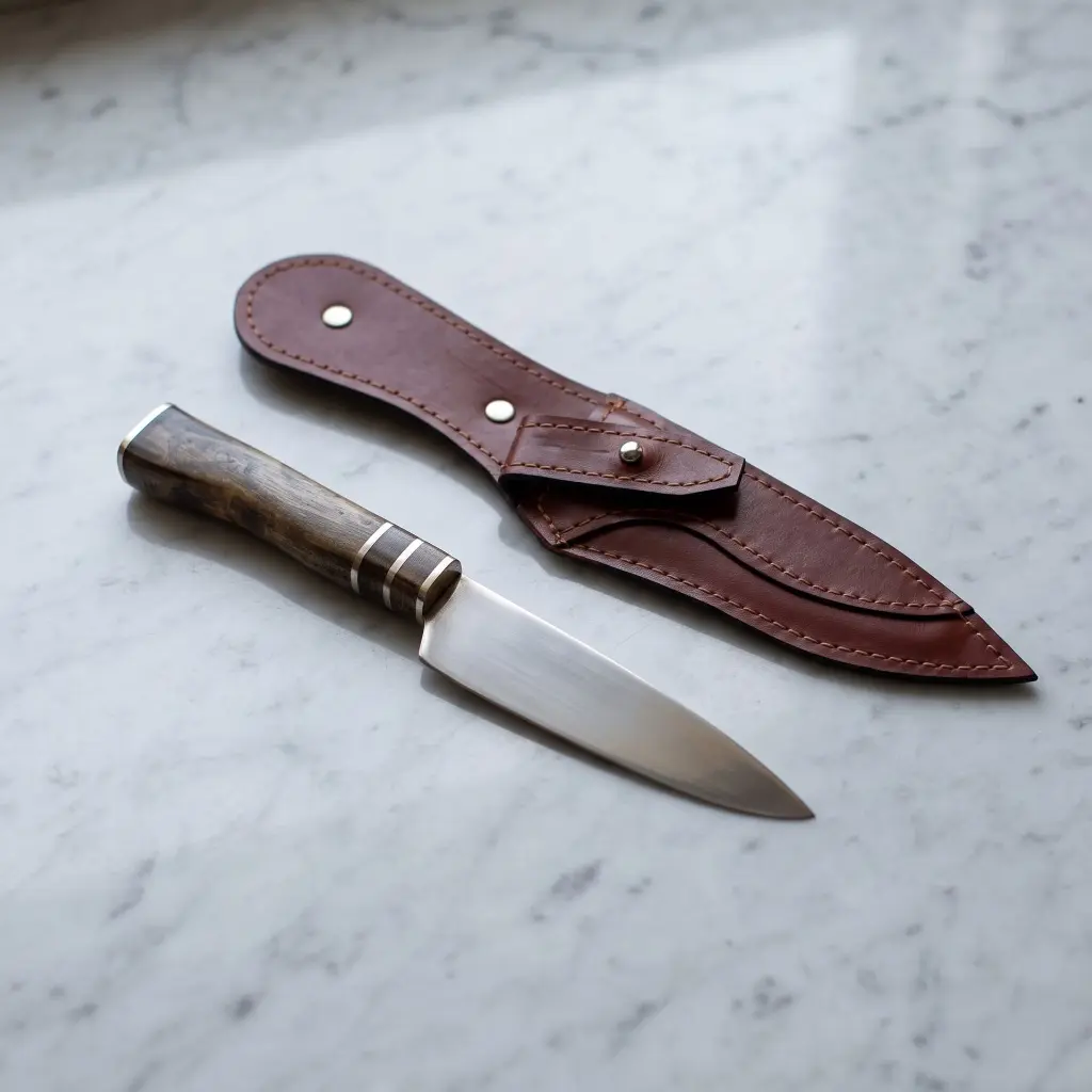 Cuchillo M 3 Anillos En Vaina De Cuero