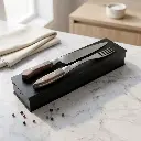 Juego De Cubiertos Premium Con Aplique G 2 Piezas En Box De Madera