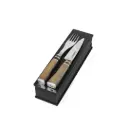 Juego De Cubiertos Premium 3 Anillos M 2 Piezas En Box De Madera
