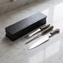 Juego De Cubiertos Premium Con Aplique G 3 Piezas En Box De Madera