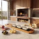 Tabla De Madera Baguette 50 Cm Con 3 Cuencos Cuadrados