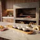 Tabla De Madera Baguette 50 Cm con 3 Cuencos Redondos