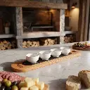 Tabla De Madera Baguette 60 Cm Con 4 Cuencos Redondos