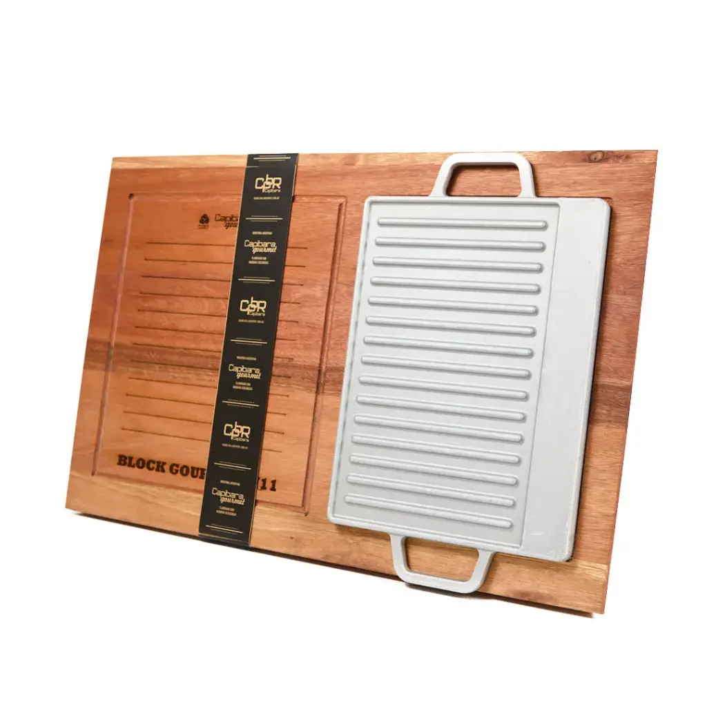 Tabla De Madera Block N°11 Con Plancheta De Fundicion De Aluminio