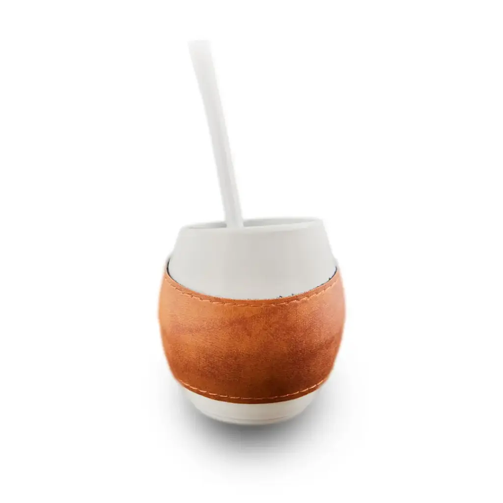Mate Acriselfie Funda De Ecocuero Clásico Con Bombilla Y Extractor