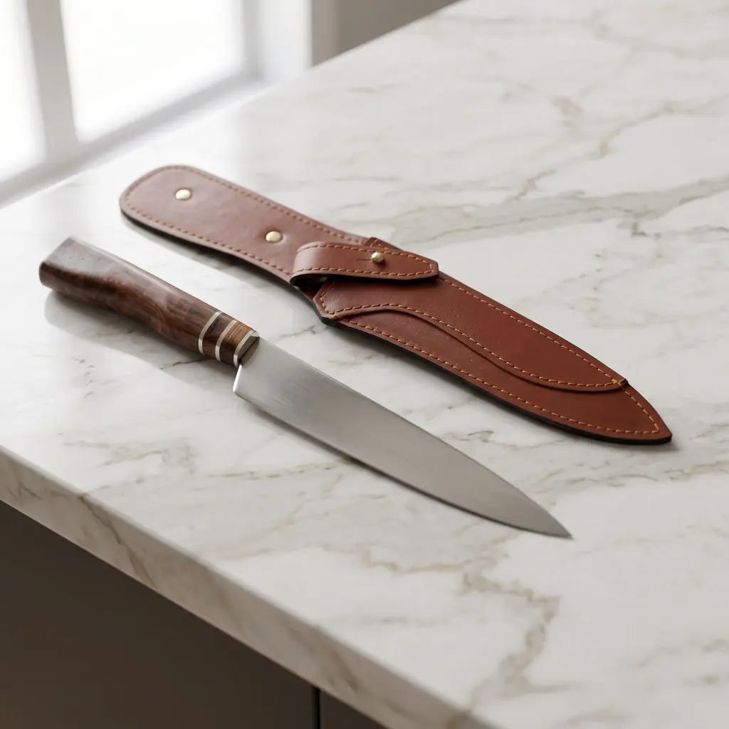Cuchillo G 3 Anillos En Vaina De Cuero