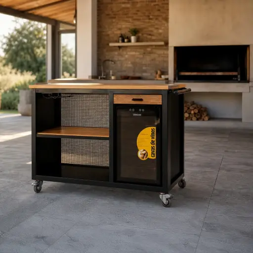 [C00045] Barra Iron Wood 12060 Con Cava De Vinos