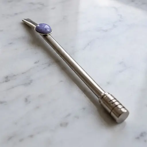 [DD0601] Bombilla De Gema Bronce Con Baño De Plata X 12 Unid Dcto 10%
