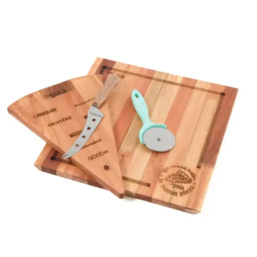 [TG1020] Combo X 2 Tabla Pizzera Y Degustación De Queso