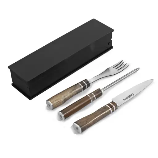 [K30014] Juego De Cubiertos Premium 3 Anillos M 3 Piezas En Box De Madera