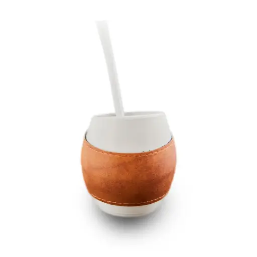 Mate Acriselfie Funda De Ecocuero Clásico Con Bombilla Y Extractor
