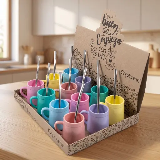 [B01500] Mate Asa Con Bombilla X 12 Unid Surtidos Con Packaging