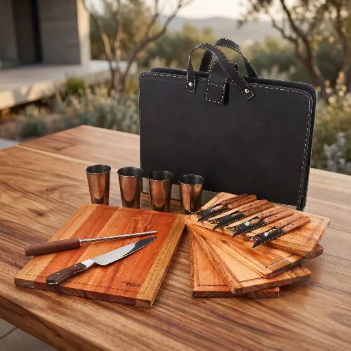 [J03101] Set De Asado X4 Rectangular Con Tabla De Cortar