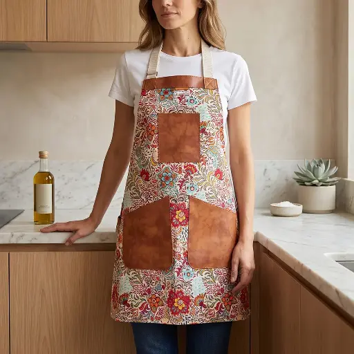 [B40019] Delantal Estampado Flores Vintage