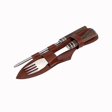 JUEGO DE CUBIERTOS G 3 ANILLOS X3 EN VAINA DE CUERO